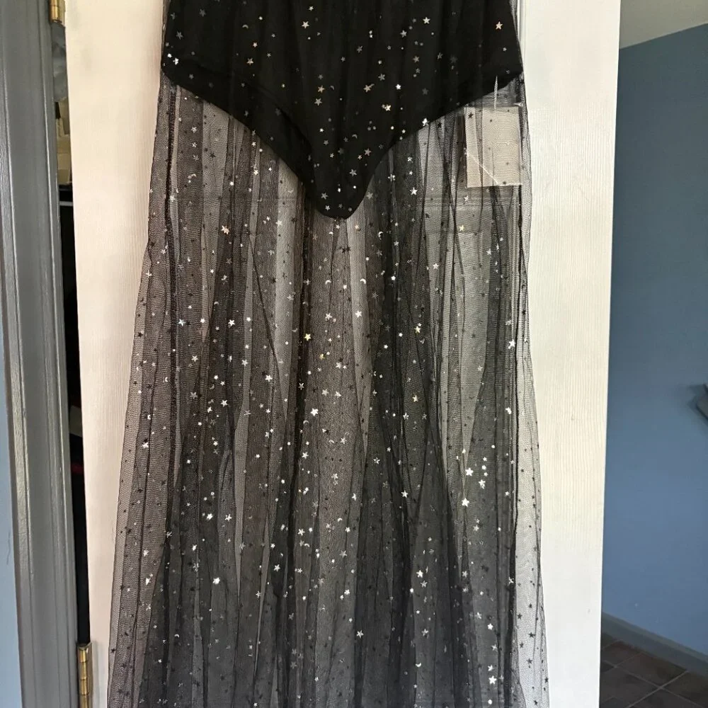 Size L Rave Outfit 2 in 1 Sheer Skirt Festival Clubwear Mesh High Waist Maxi - Picture 6 of 6